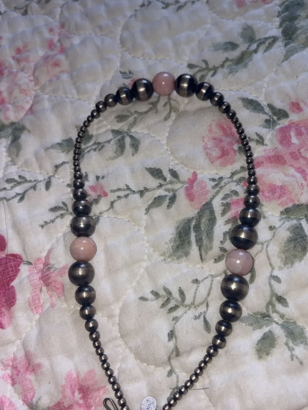 Authentic Sterling Silver Navajo pearl and pink conch mix necklace